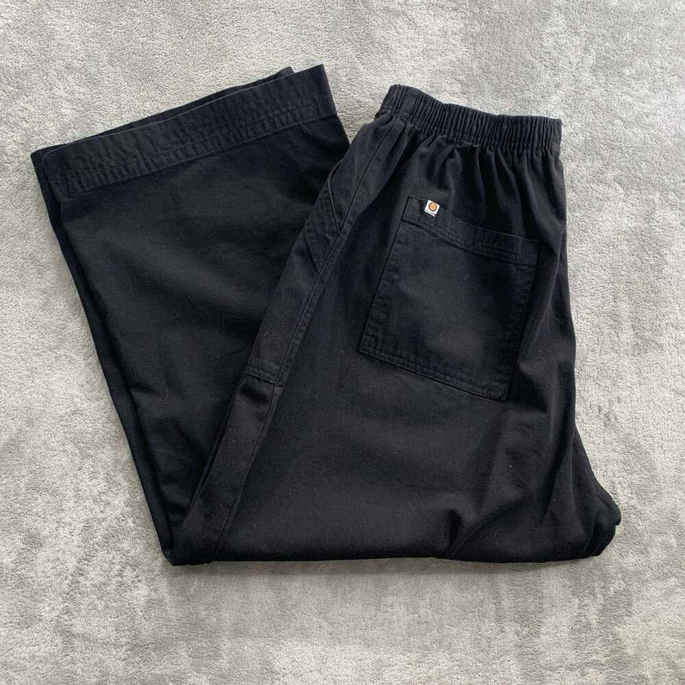 Big Bud Press Action Pants Womens 1XL Wide Leg Black Cotton Twill Pull On